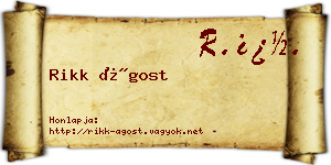 Rikk Ágost névjegykártya